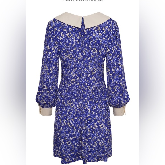 COCO FENNELL BLUE DITSY FLORAL COLLAR VISCOSE CREPE MINI DRESS usa 10 - Picture 3 of 11